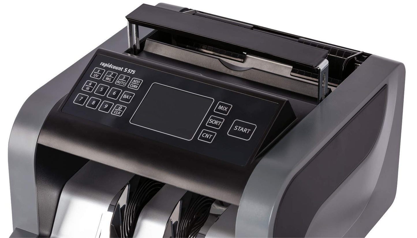 ratiotec rapidcount S 575 Banknotenzählmaschine für gemischte Banknoten mit Wertermittlung in schwarz