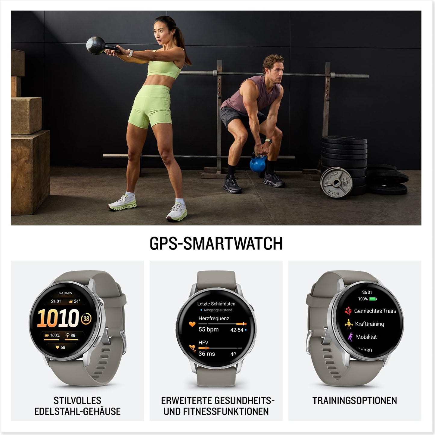 Garmin Venu 4 45mm - Fitness-Smartwatch, 1,4" AMOLED Touchdisplay, bis zu 12 Tage Akkulaufzeit, 80+ Sport-Apps, EKG, Health Status, Fitness Coach
