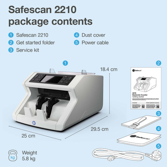 Safescan | Geldzählmaschine für sortierte Zählung | SAFESCAN 2210 | 2fache Falschgelderkennung